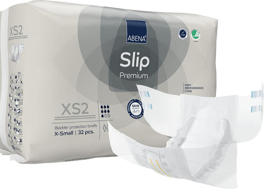 ABENA Slip Premium All-In-One Incontinence Pads For Men & Women, Eco-Labelled Womens, Mens - XS 2, 60-85cm Waist, 1400ml Absorbency, 32PK, White, XS (32 pcs, Pack of 1)