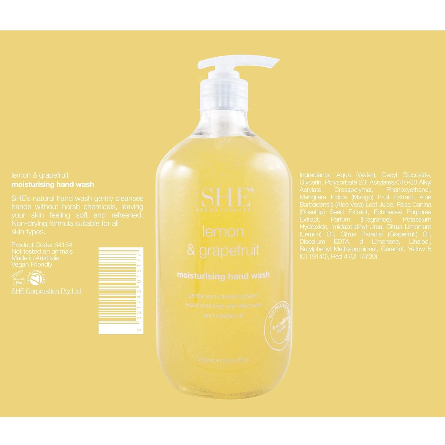Om She Aromatherapy Moisturising Hand Wash - Lemon & Grapefruit : Beauty & Personal Care