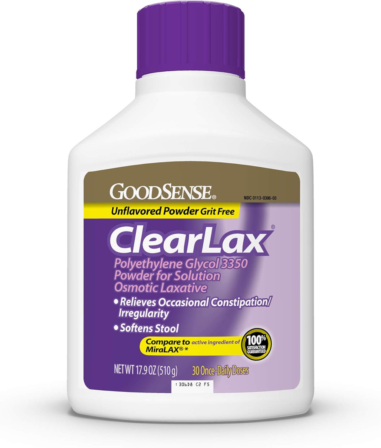 Goodsense Clearlax, Polyethylene Glycol 3350 Powder For Solution, Osmotic Laxative, 17.9 Ounce