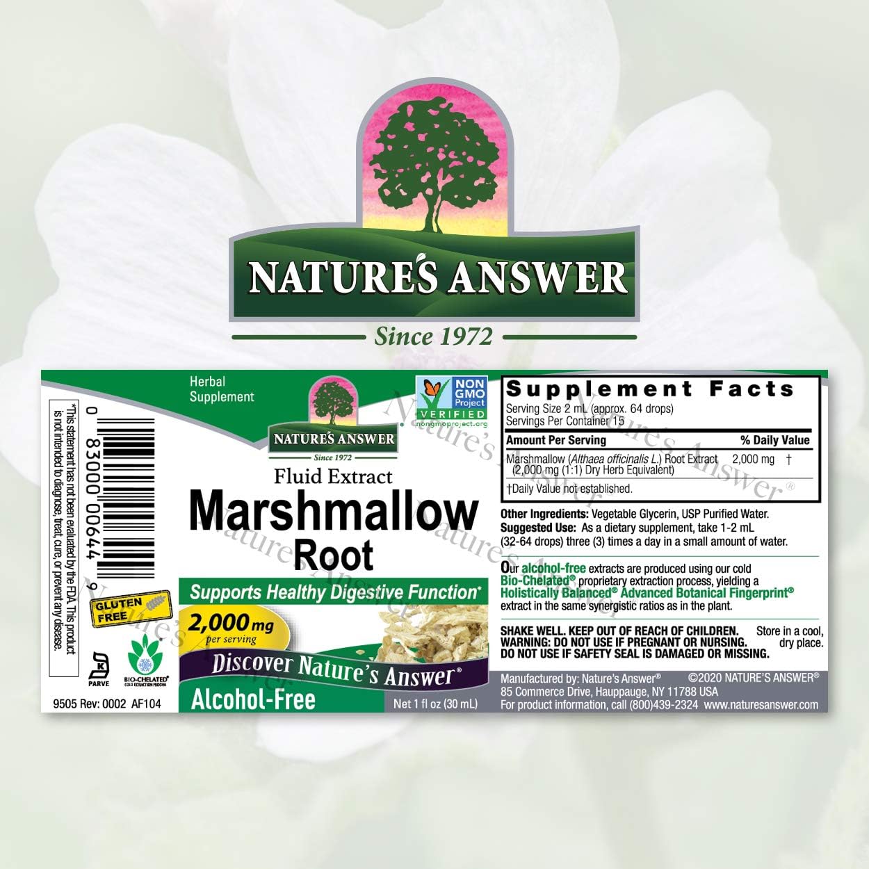 Nature's Answer Alcohol-Free Marshmallow Root Extract, 1-  | Digestive Support