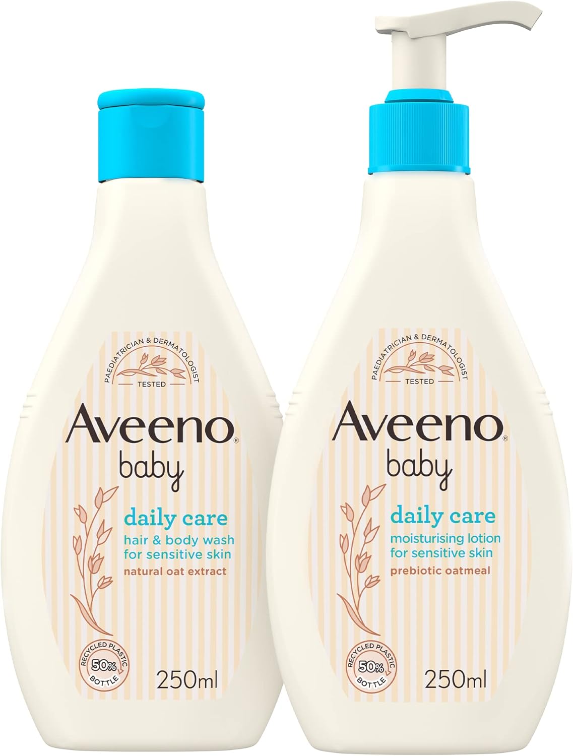 Aveeno Baby, Daily Care Set, Hair And Body Wash Plus Moisturising Lotion, For Sensitive Skin, 250 Ml
