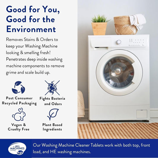 Clean People Washing Machine Cleaner - Eco Friendly Washer Machine Cleaner Tablets For Removing Odor, Grime & Scale Buildup - Front Load And Top Load Laundry Machine Cleaner - 6 Count
