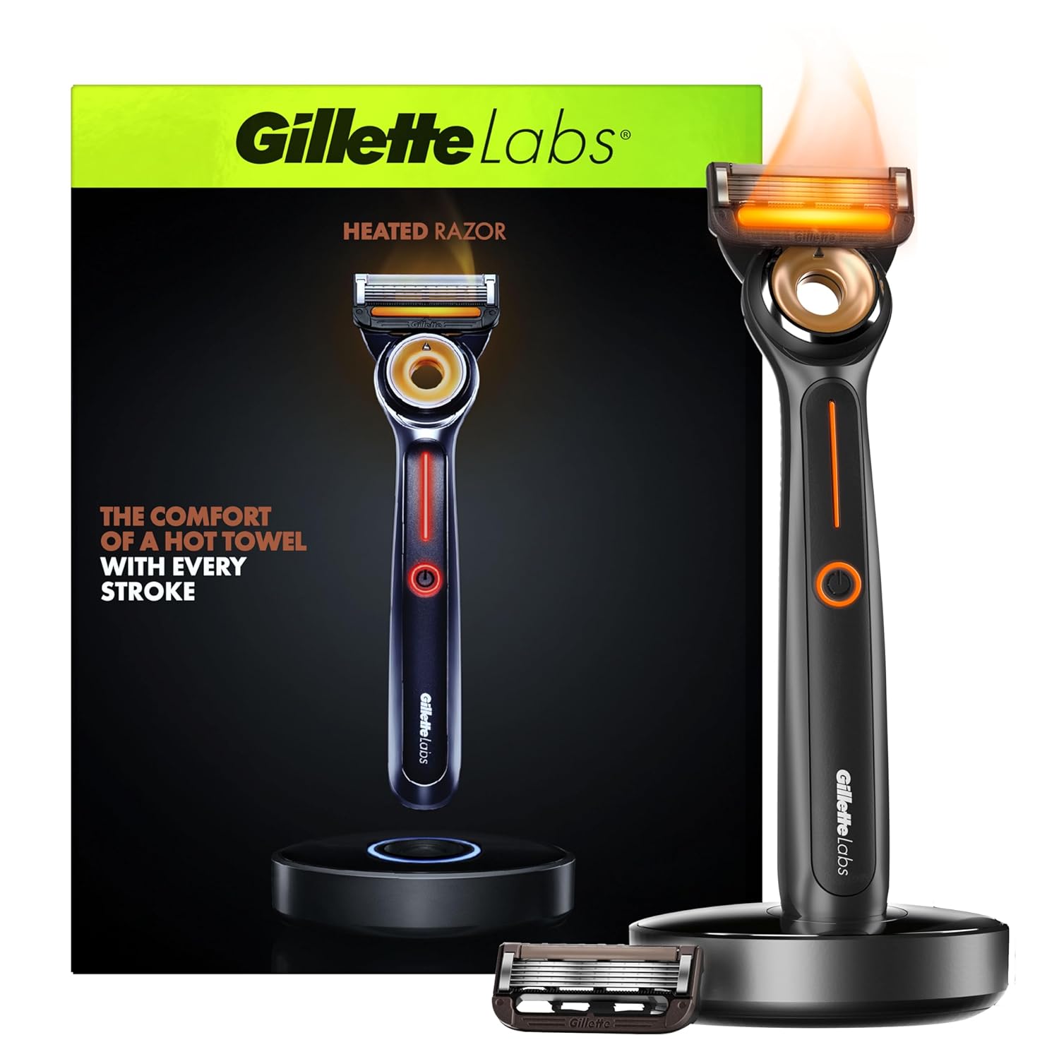 Gillettelabs Heated Razor Starter Kit - 1 Handle, 2 Blade Refills, 1 Charging Dock