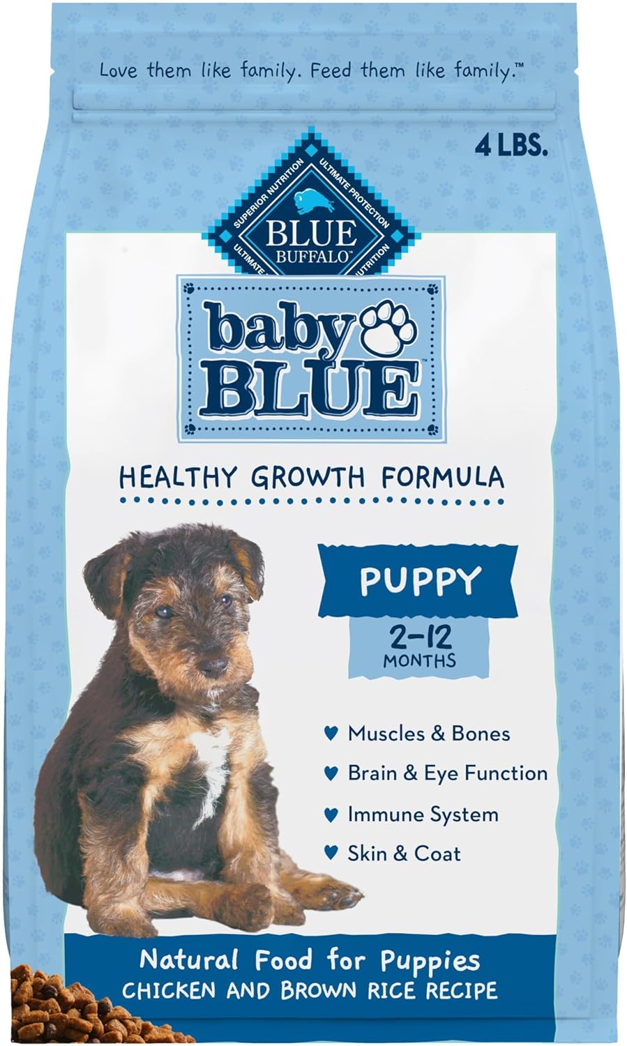 Blue Buffalo Baby Blue Natural Dry Food For Puppies, Healthy Growth Formula With Dha, Savory Chicken Recipe, 4-Lb. Bag