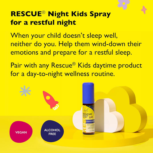 Rescue Kids Calm Nights Spray, Flower Essences, To Support Your Child And Promote A Calming Bedtime Routine, Alcohol Free, Spray Onto Your Tongue