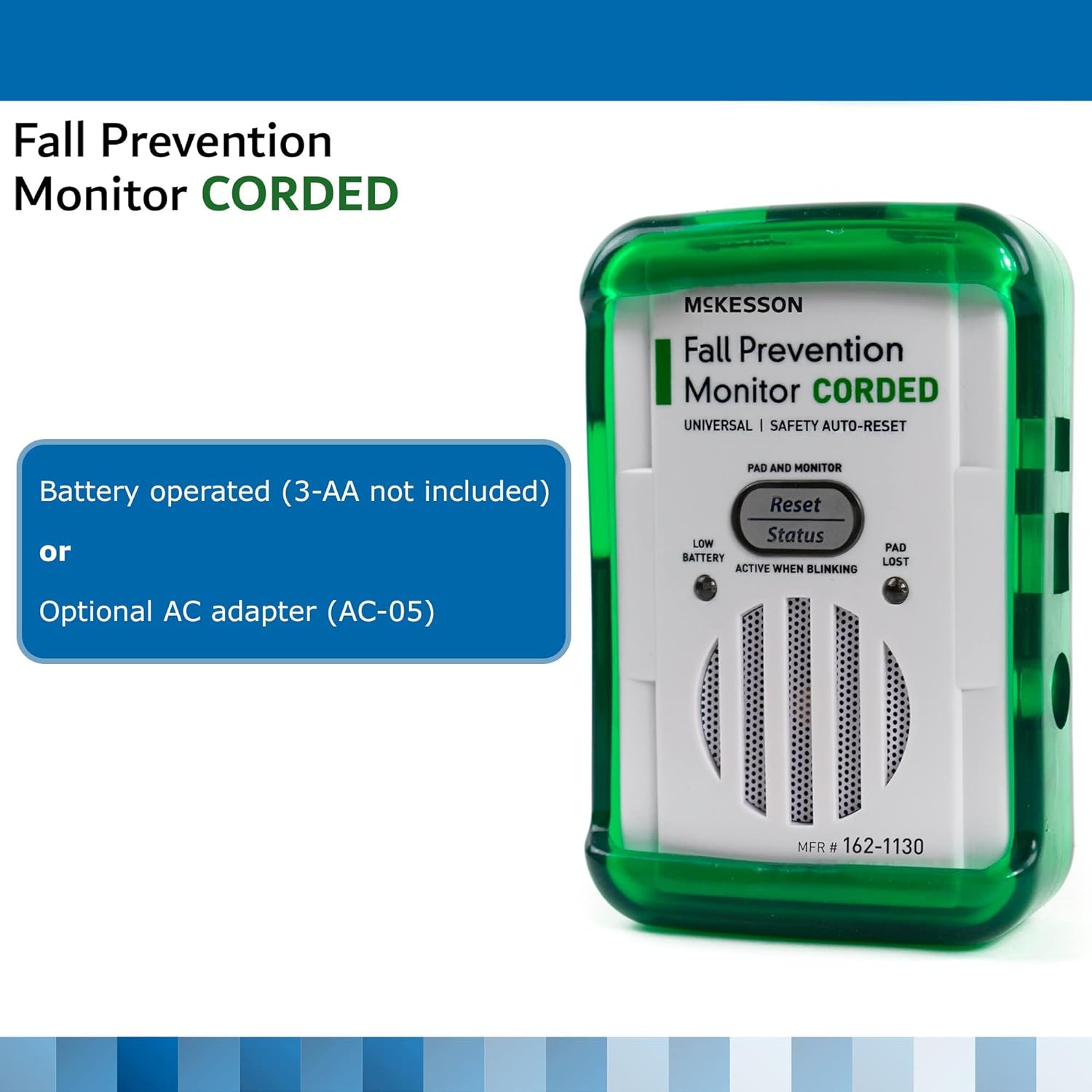 McKesson Fall Prevention Monitor Corded, Universal, Battery Operated, 1 Count