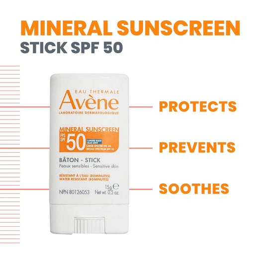 Avène Mineral Sunscreen Stick Spf 50, 0.5 Oz