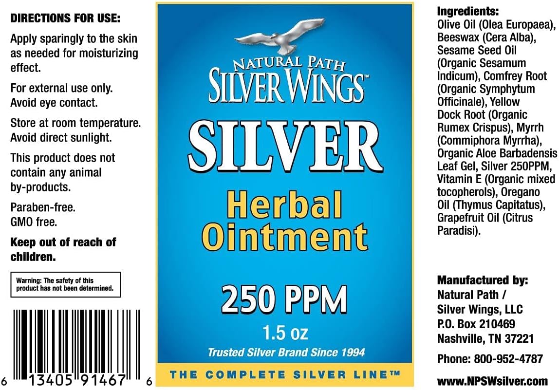 Natural Path Silver Wings Silver 250ppm Herbal Ointment 1.5 oz. Skin Healing & Nourishing : Health & Household