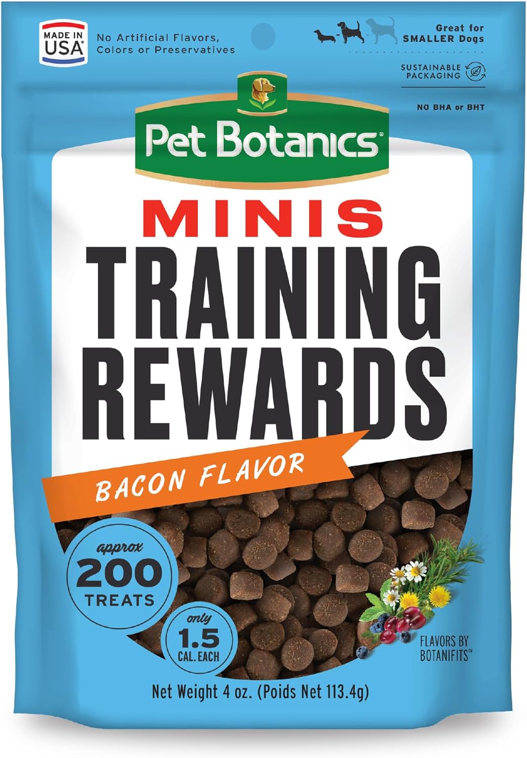 Pet Botanics Training Rewards Mini Treats For Dogs, Bacon, 4 Oz