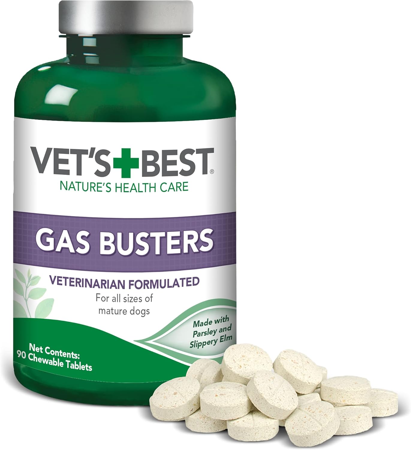 Vet's Best Gas Busters Dog Supplements | Gas, Bloating, Constipation Relief and Digestion Aid for Dogs | 90 Chewable Tablets : Pet Digestive Remedies : Pet Supplies