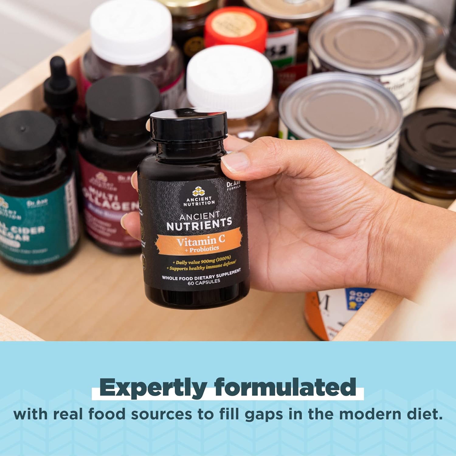 Ancient Nutrition Probiotics And Vitamin C Supplement, Supports Healthy Immune System And Gut Health, Made Without Gmos, Superfoods Supplement, Paleo And Keto Friendly, 30 Servings : Health & Household