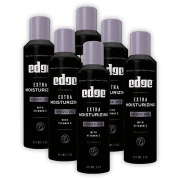 Edge Shave Gel For Men, Extra Moisturizing With Vitamin E, (6 Pack) - Shaving Gel For Men That Moisturizes, Protects And Soothes To Help Reduce Skin Irritation (Packaging May Vary)