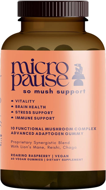 So Mush Support Hormone Free Gummies for Menopause - Supports Energy, Focus, Immunity, Gut Health and More. 10 Functional Mushrooms (30 Servings)