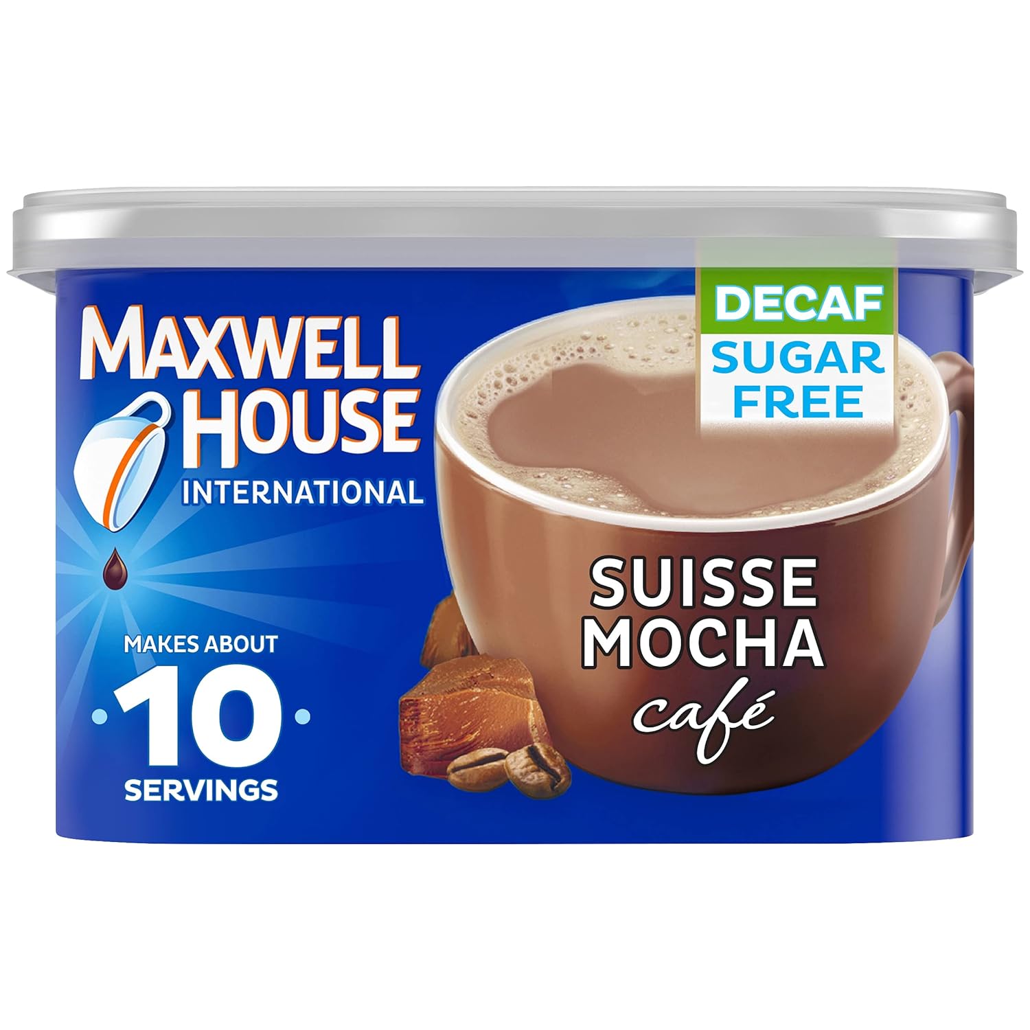 Maxwell House Sugar Free Naturally Decaffeinated Suisse Mocha Coffee Drink Mix, 4 oz