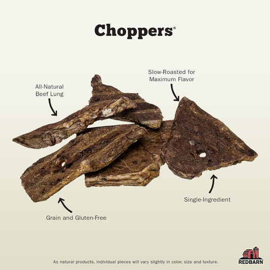Redbarn Choppers Beef Lung Dog Chews, Natural, Made In Usa, High-Protein Low-Fat, Grain-Free, Single Ingredient For All Dog Sizes(Pack Of 8)