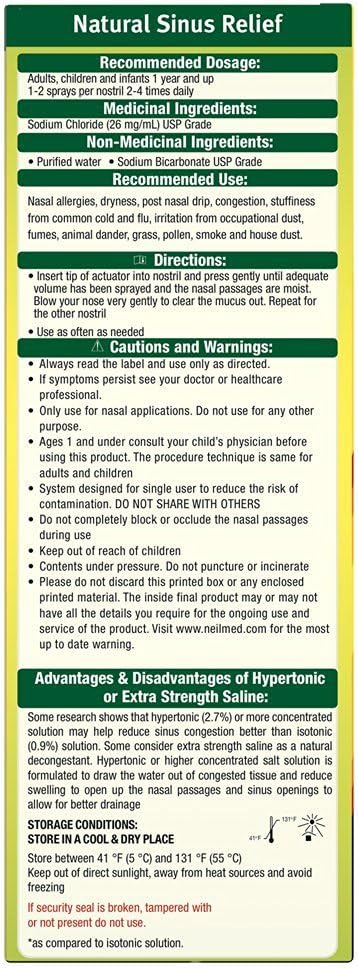 NeilMed NasaMist Hypertonic Saline Spray (Pack of 2) : Amazon.co.uk: Health & Personal Care