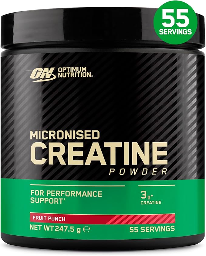 Optimum Nutrition Micronised Creatine Powder Flavoured, Fruit Punch – 3 G Creatine Monohydrate Per Serving, Muscle Fuel For High Intensity Training, 247.5 G, 55 Servings – Performance Support
