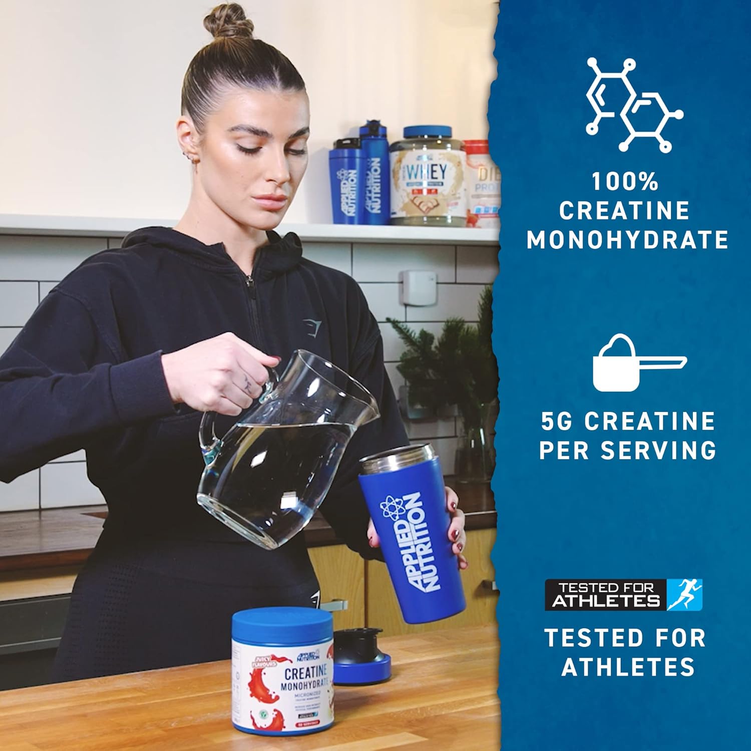 Applied Nutrition Creatine + 700ml Shaker | Creatine Monohydrate Micronized Powder with Flavour, Increases High-Intensity Physical Performance (250g - 50 Servings) (Strawberry & Raspberry) : Amazon.co.uk: Health & Personal Care