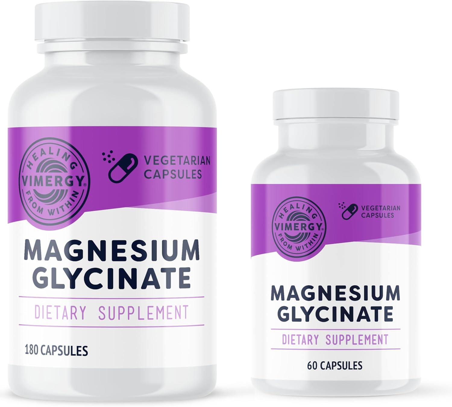 Vimergy Magnesium Glycinate (180 Capsules) And (90 Capsules) Bundle