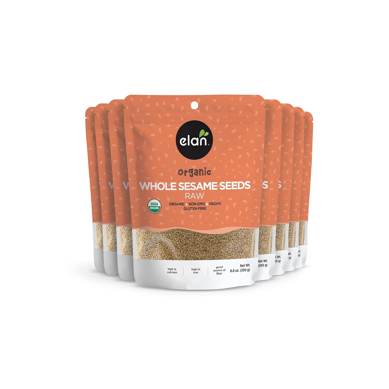 Elan Organic Sesame Seeds, Non-Gmo, Vegan, Gluten-Free , 8 Pack Of 8.8 Oz