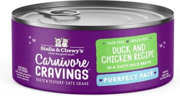 Stella & Chewy'S Carnivore Cravings Purrfect Pate Cans – Grain Free, Protein Rich Wet Cat Food – Duck & Chicken Recipe – (2.8 Ounce Cans, Case Of 24)