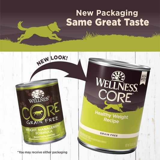 Wellness Natural Pet Food Core Natural Wet Grain Free Canned Weight Management Dog Food, 12.5-Ounce Can (Pack Of 12)