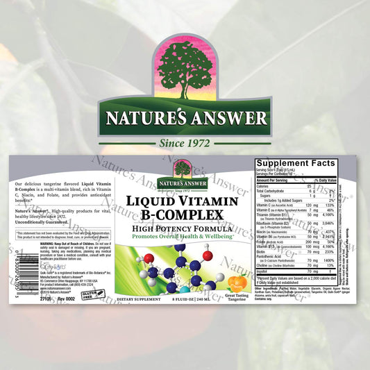 Nature's Answer Liq Vitamin B-Complex Supports Healthy Energy Levels | Promotes Healthy Nerve Function | All-Natural Tangerine avor | Gluten-Free & Benzoate-Free 8