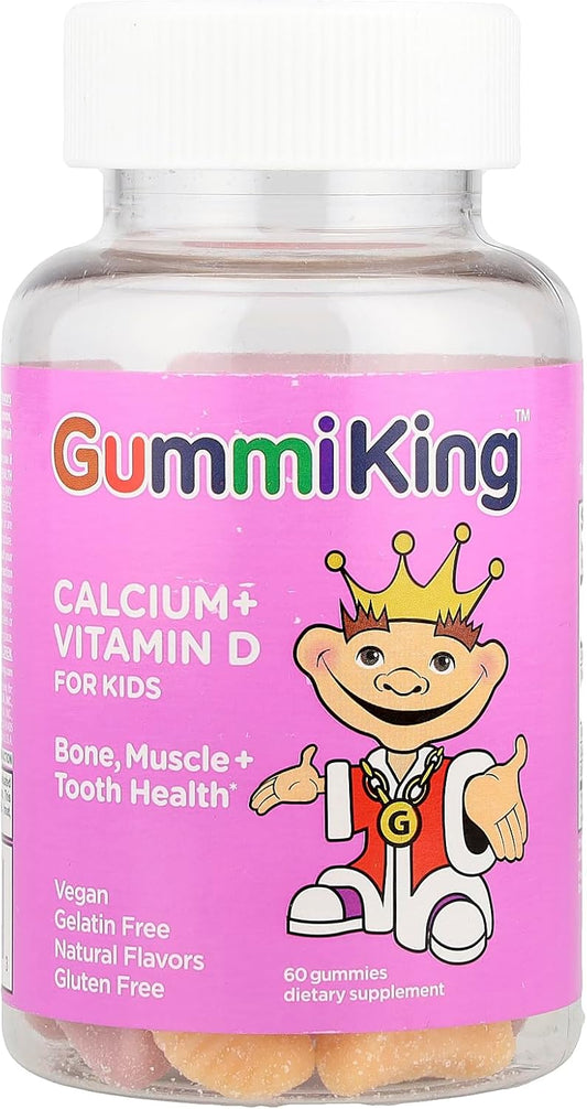 Gummi King Calcium Plus Vitamin D Supplement, Strawberry/Lemon/Orange/Grape/Cherry/Grapefruit, 60 Count : Health & Household