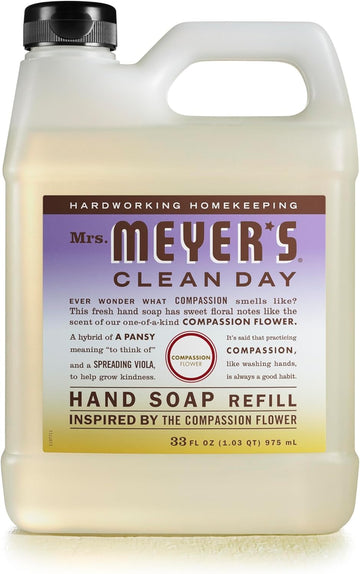 Mrs. Meyer'S Clean Day Hand Soap Refill, Made With Essential Oils, Biodegradable Formula, Compassion Flower, Packaging May Vary, 33 Fl. Oz