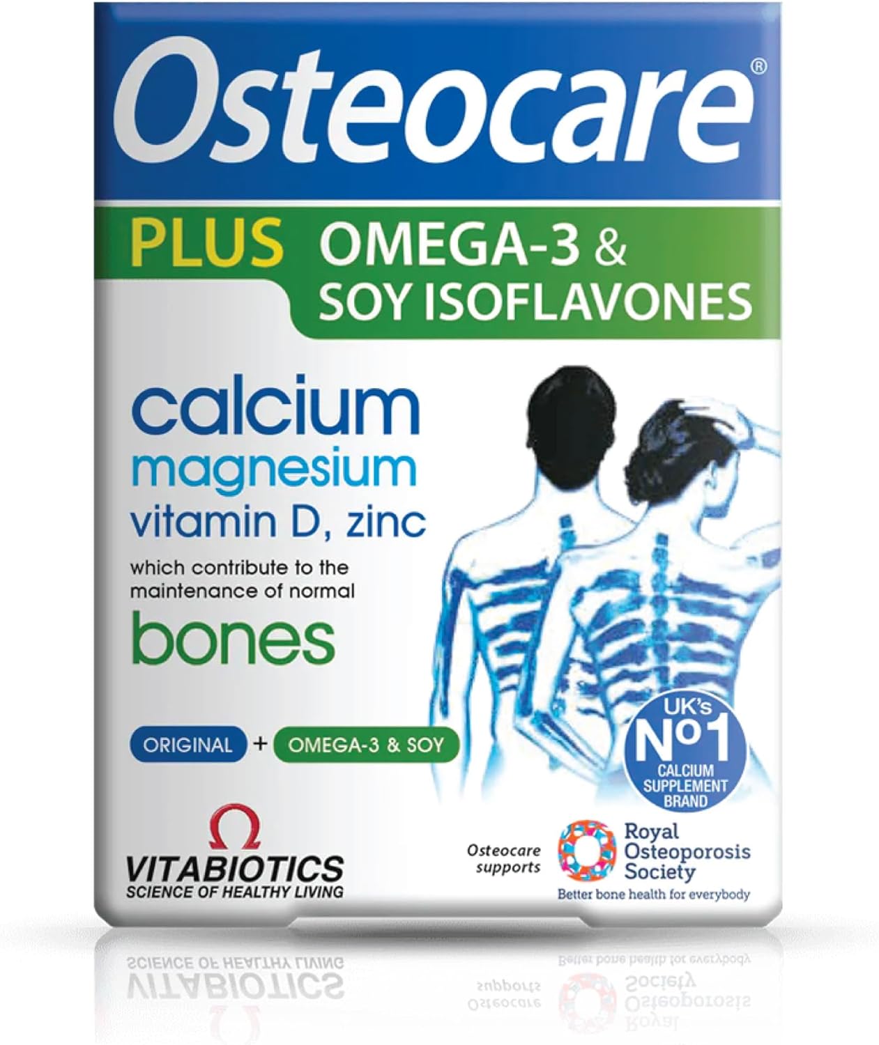 Vitabiotics Osteocare Plus 2-in-1 Formula - Calcium 800mg with Vitamin D3, Magnesium, Zinc, and Omega-3 | Bone Health and Immunity Multivitamin Supplement for Men and Women - 90 Tablets