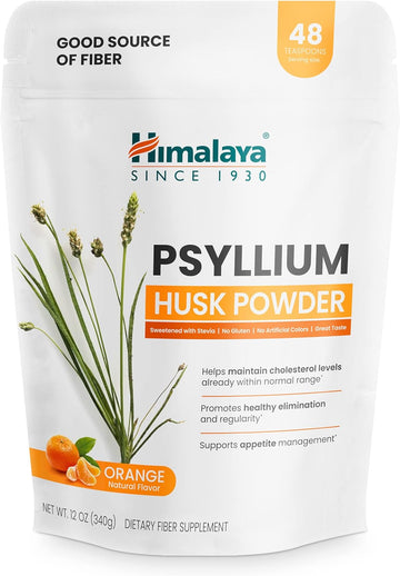 Himalaya Orange Psyllium Husk Powder, Daily Fiber Supplement For Regularity & Digestive Support, Sugar Free, Gluten Free, Vegan, No Artificial Colors, Easy-To-Mix,12 Oz (340 G)