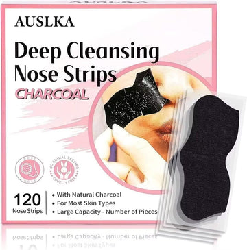 Auslka Blackhead Pore Strips,(120 Counts) Blackhead Remover - Deep Cleansing Charcoal Strips - Black Head Nose Strips - Black Head Remover
