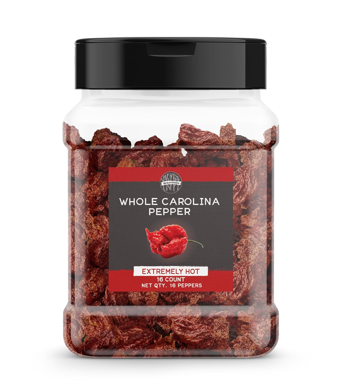 Birch & Meadow Whole Carolina Reaper Peppers, 16 Count, Whole & Dried, Extremely Hot, 1.5 Million Shus