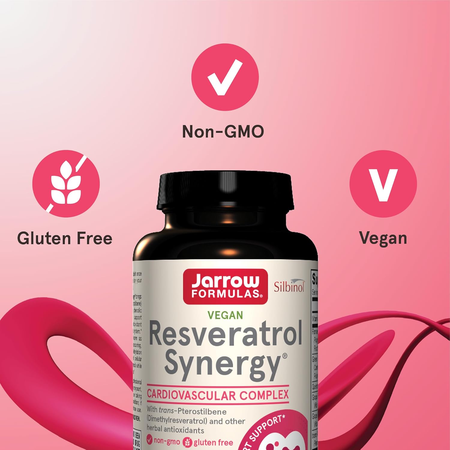 Jarrow Formulas Resveratrol Synergy 200 mg - 60 Tablets - Healthy Antioxidant Status - With trans-Pterostilbene - Heart Health - Includes Grape & Green Tea Extract - 60 Servings : Health & Household