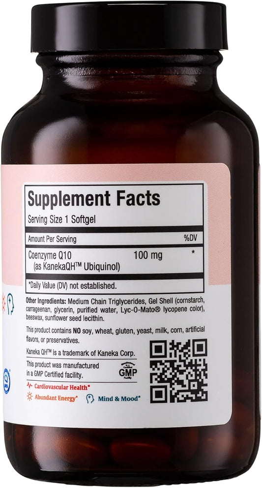 Coq10 Ubiquinol - Coq10 100Mg Softgels - Kosher Co Q 10 Supplement For Cardiovascular Health - Superior Absorption - Co Q10 Supplement Ubiquinol 100Mg For Cellular Energy - Coenzyme Coq 10 (60 Count)