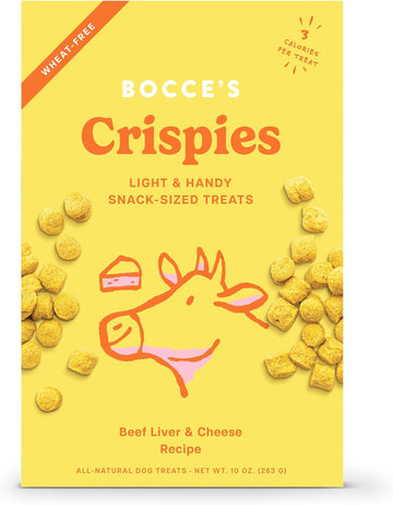 Bocce'S Bakery Crispies Training Treats For Dogs, Wheat-Free Dog Treats, Made With Real Ingredients, Baked In The Usa, All-Natural & Low Calories Training Treats, Beef Liver & Cheese Recipe, 10 Oz