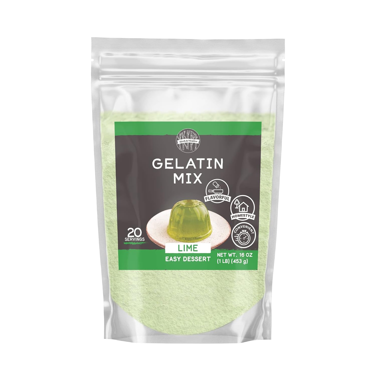 Birch & Meadow 1 lb of Lime Gelatin Mix, Dessert, Easy To Make