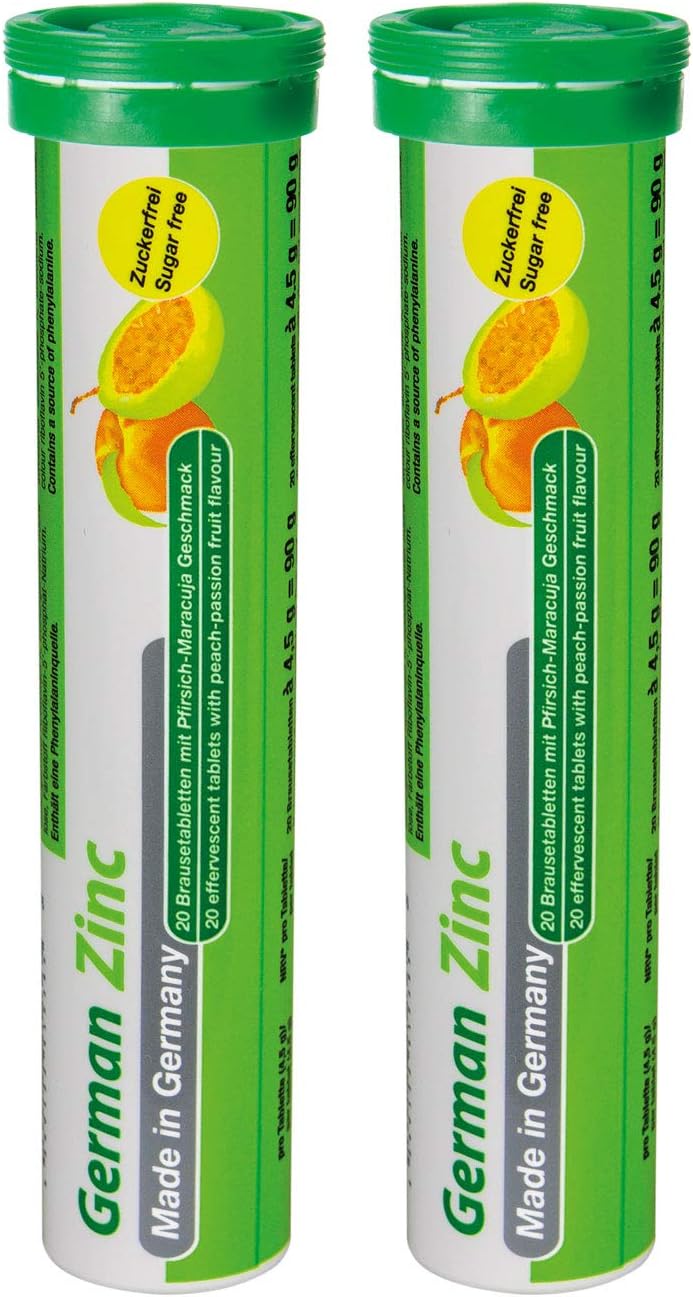 T&D German Zinc 5 mg - 40 Vegan Drink Effervescent Tablets - Peach-Pas