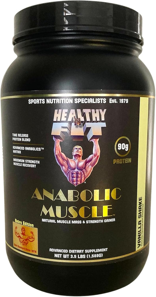 Healthy 'N Fit Anabolic Muscle (Vanilla) 3.5 Lb - Natural Muscle Mass And Strength Gainer