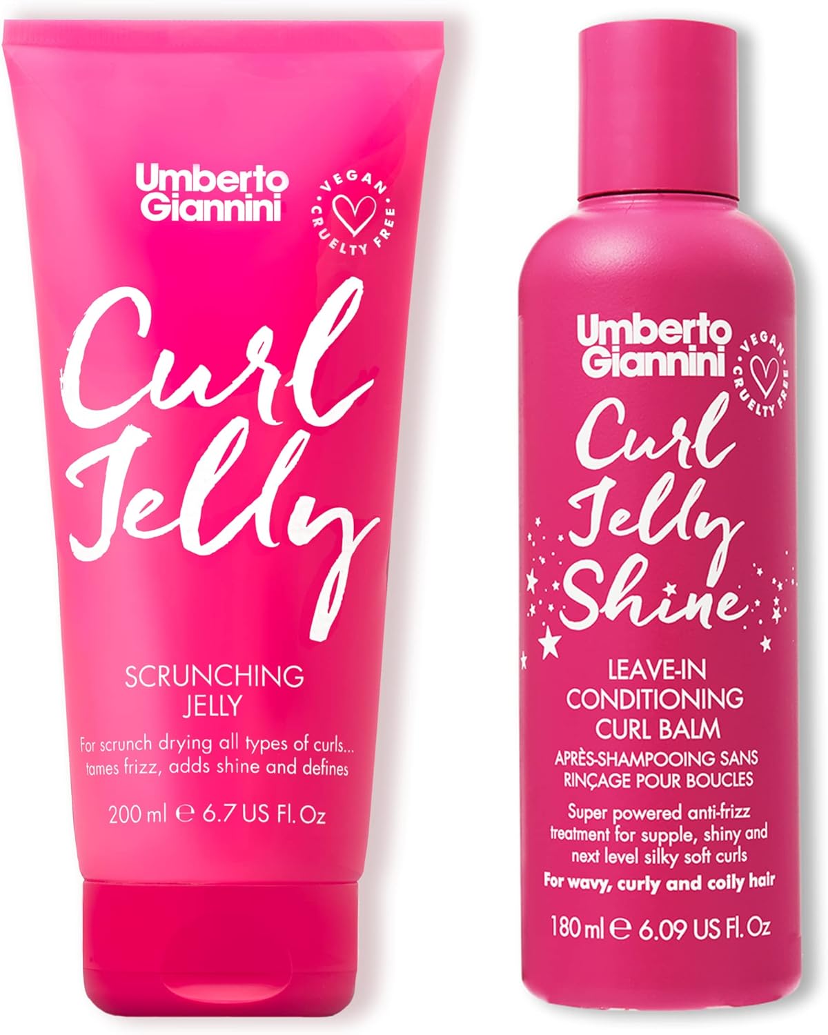 Umberto Giannini Curl Jelly Scrunching Jelly 200Ml And Curl Jelly Shine Leave In Conditioner Duo 180Ml Vegan & Cruelty Free