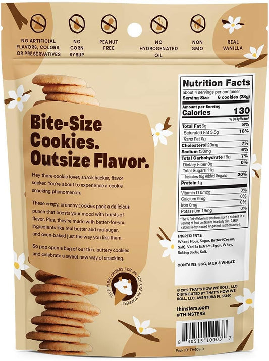 Thinsters Cookies, Vanilla Bean Cookie Thins, 4 Oz Pack