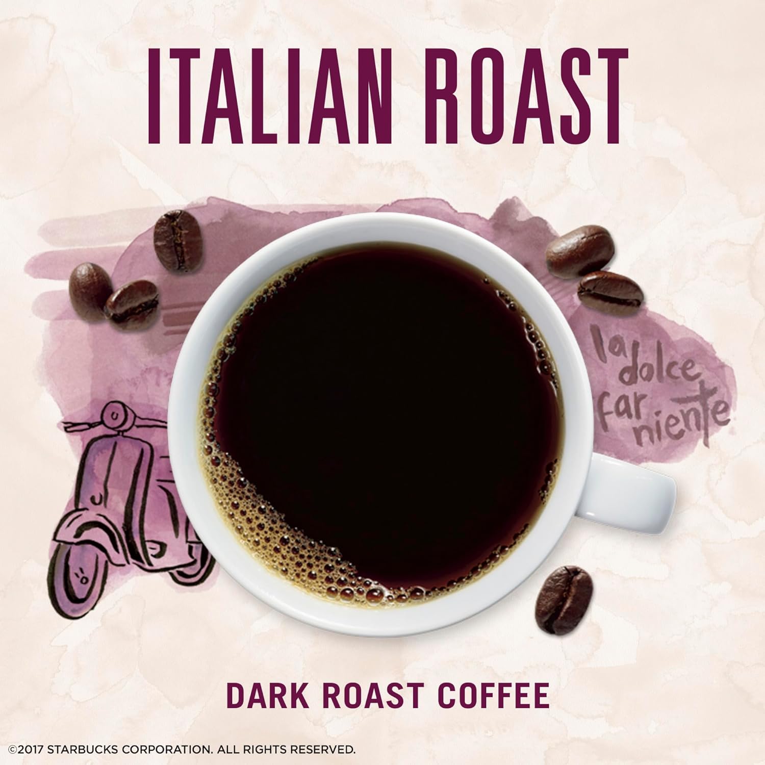 Starbucks Via Instant Coffee, Dark Roast Coffee, Italian Roast, 100% Arabica, 1 Box (50 Packets)