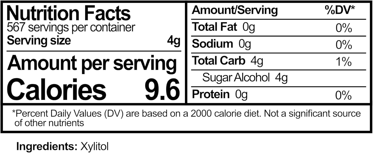 Epic 100% Xylitol Sweetener - 5 Pound Zipper Pouch Of Xylitol Sugar Substitute For Baking & Cooking - Diabetic-Safe, Non-Gmo, Keto-Friendly - 40% Less Calories Than Sugar : Grocery & Gourmet Food