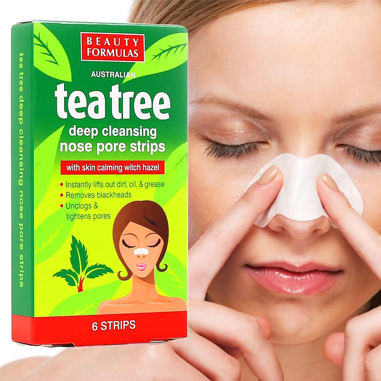 24X Australian Tea Tree & Witch Hazel Nose Strips | Removes Blackheads, Unclogs & Tightens Pores