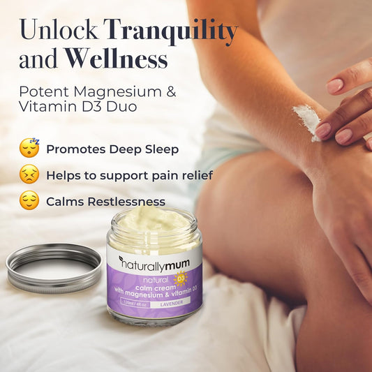 Magnesium Cream With Vitamin D3 [4 Fl Oz] - Magnesium And Vit D Lotion - Turmeric & Arnica Calm Cream - Magnesium And Vit D3 - Lavender