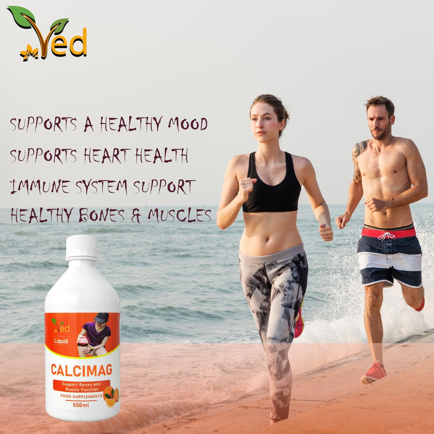 Ved Calcium, Magnesium, Vitamin D3 and Zinc Vegan Liquid Supplement, Supports Bones, Teeth and Muscle Function. 500 ml. : Amazon.co.uk: Health & Personal Care
