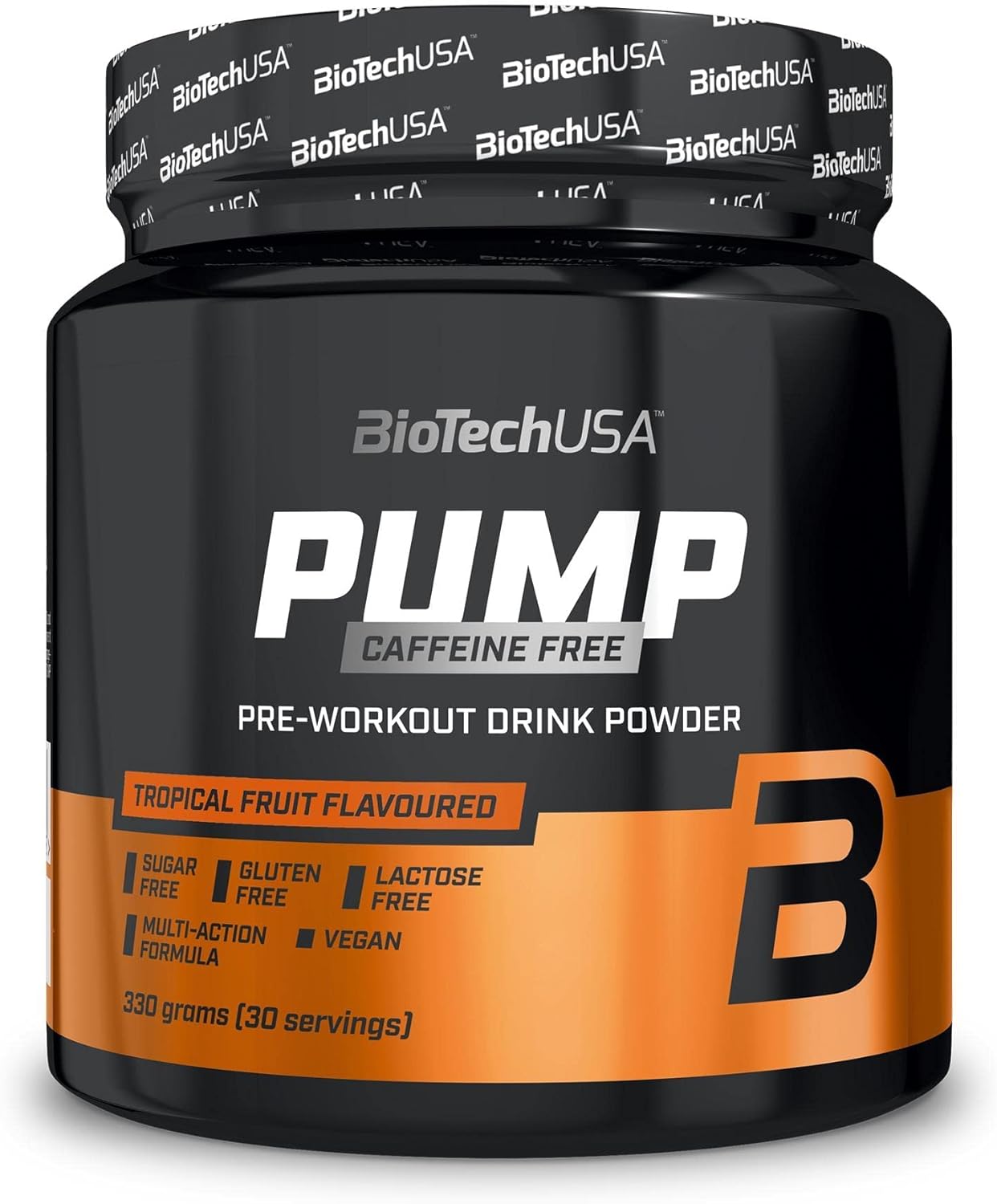 Biotechusa Pump Caffeine Free | Energy, Focus & Immune Support | 19 Active Ingredients | Pre-Workout Drink Powder, 330 G, Lemon Ice Tea