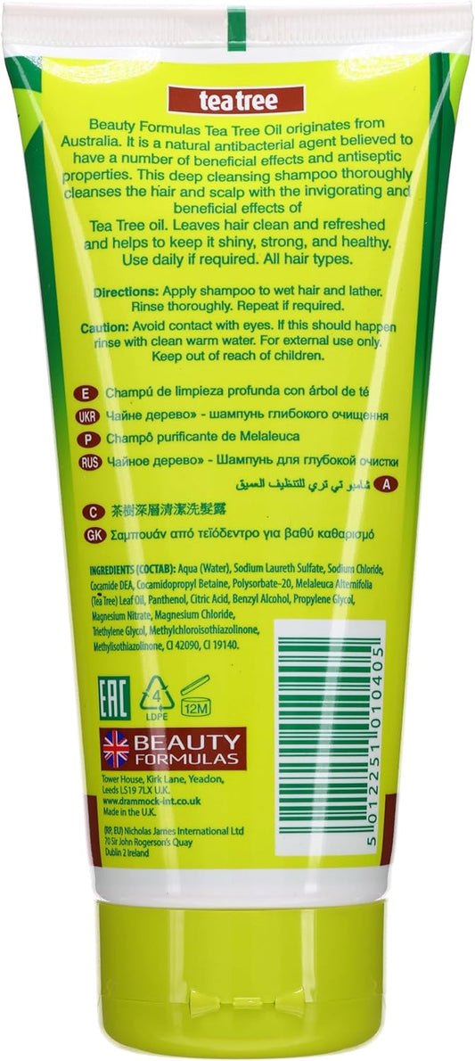 Beauty Formulas Australian Tea Tree Deep Cleansing Shampoo 200 Milliliters