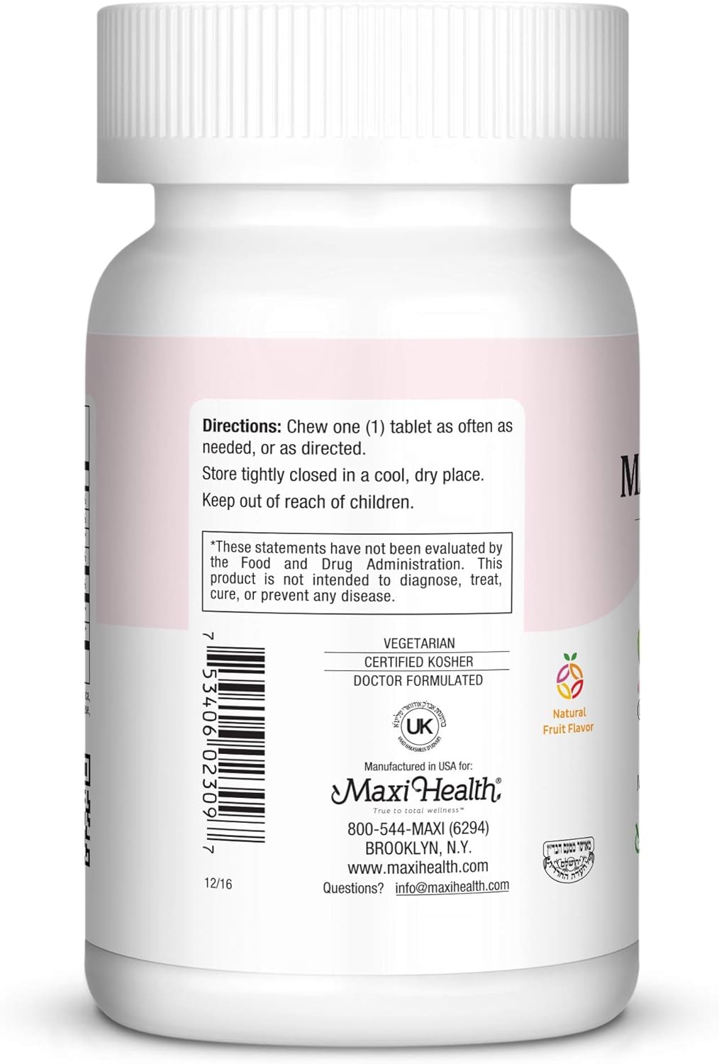 Maxi Health Chewable Digest - Natural Digestive Enzymes With Bromelain And Calcium- Quick-Acting - 90 Chewables - Kosher - Supports Healthy Digestion And Joint Comfort For Men & Women : Health & Household