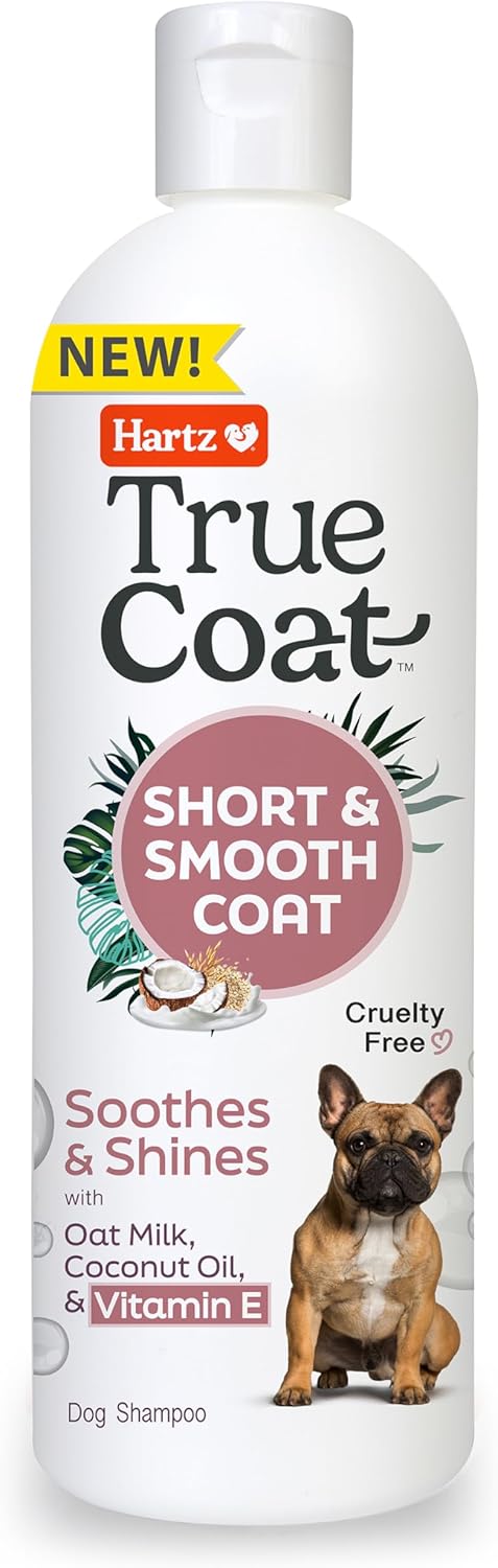 New! Hartz True Coat Short & Smooth Coat Dog Shampoo, Soothes & Shines With Oat Milk, Coconut Oil & Vitamin E